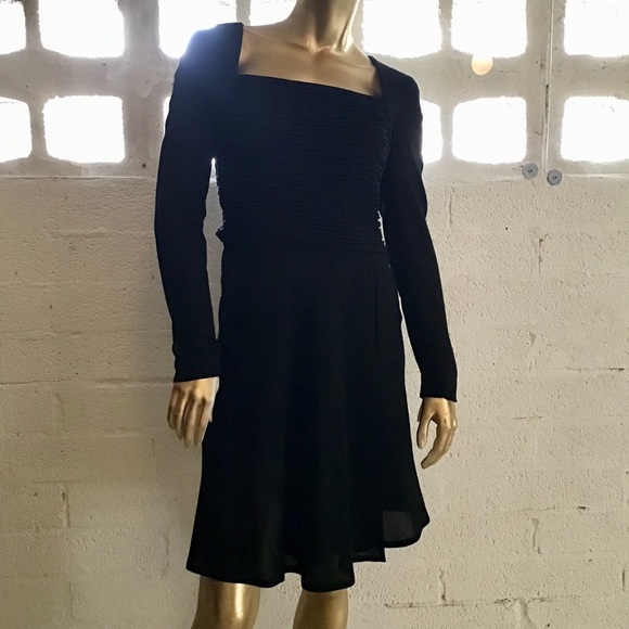DEADSTOCK VINTAGE RENA LANGE BERGDORF GOODMAN WOOL LONG SLEEVE KNEE LENGTH DRESS - Picture 10 of 15